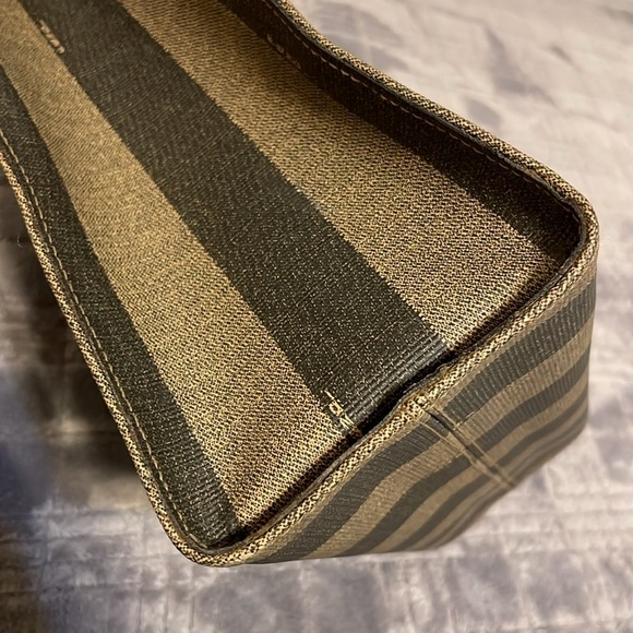 Fendi Vintage Logo Stamp Pequin Coated Canvas Shoulder Bag - Picture 9 of 15